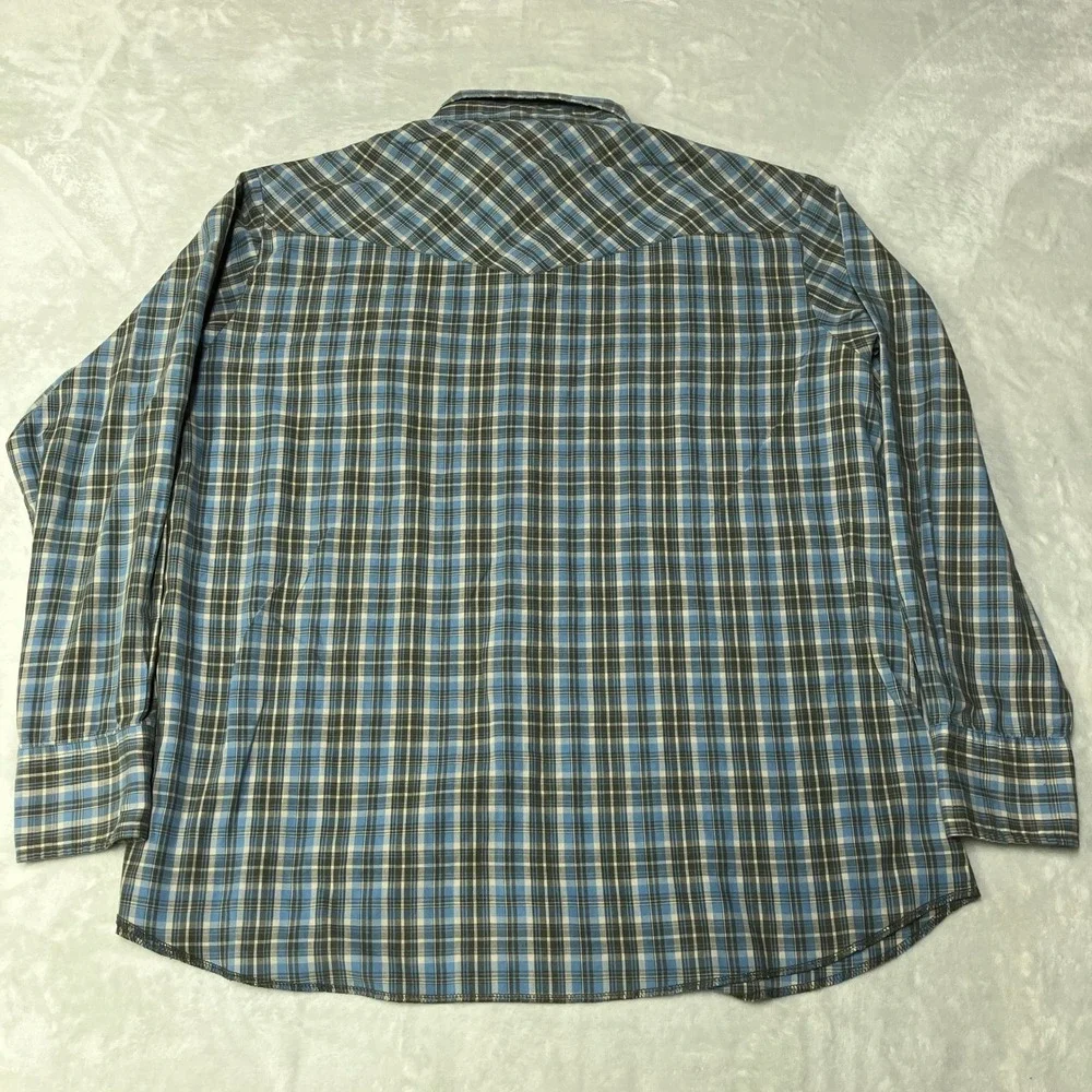Vintage Wrangler Western Shirt Plaid Twill Western Pearl Snap Cowboy Retro Sz XL